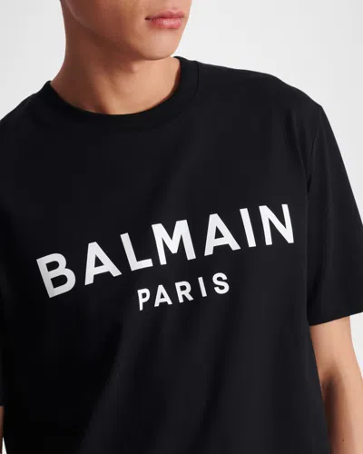 Balmain Black Cotton Crewneck T-shirt With Logo
