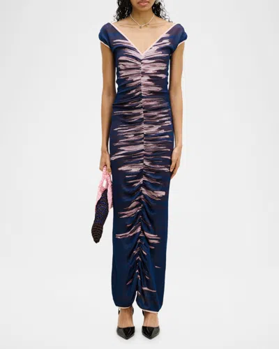 Ph5 Danio Ruched Open-back Maxi Dress In Multi