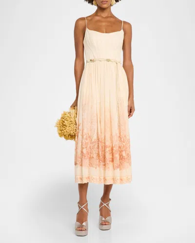 Zimmermann Wanderlust Corset Midi Dress Cream In Neutral
