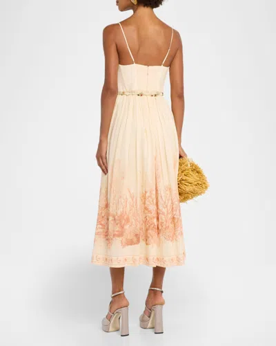 Zimmermann Wanderlust Corset Midi Dress Cream In Neutral