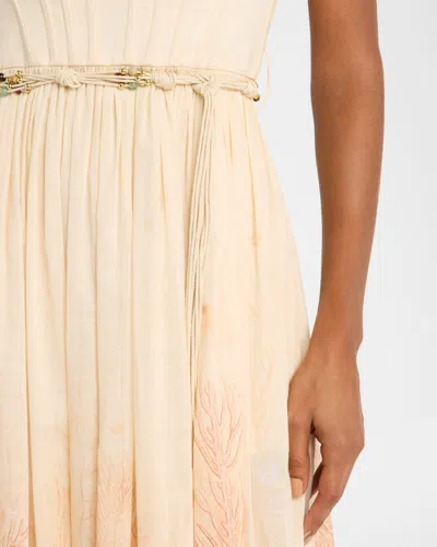 Zimmermann Wanderlust Corset Midi Dress Cream In Neutral