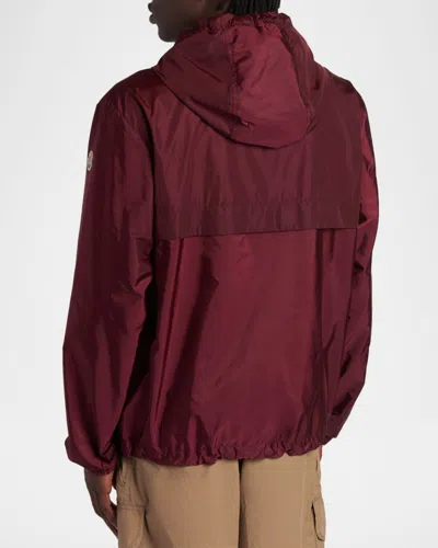 Moncler Hooded Jacket With Adjustable Hood For Men In Burgundy