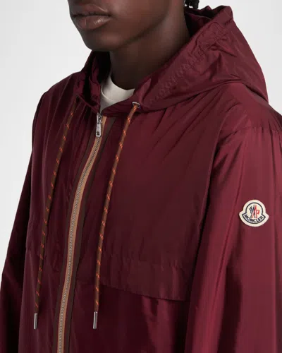 Moncler Hooded Jacket With Adjustable Hood For Men In Burgundy