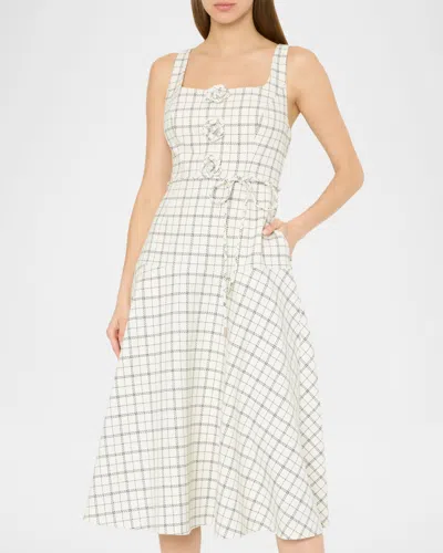 Milly Mira Plaid Midi Dress In Multi