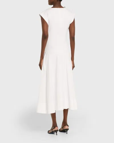 Veronica Beard Lisette Gathered Cotton-blend Poplin Midi Dress In White