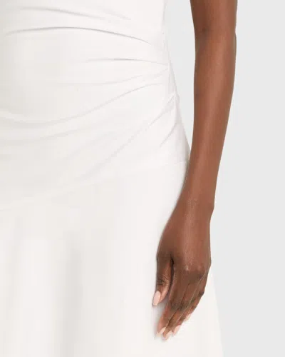 Veronica Beard Lisette Gathered Cotton-blend Poplin Midi Dress In White