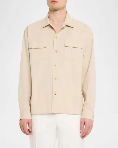 Frame Denim Double Pocket Wool-blend Shirt In Neutral