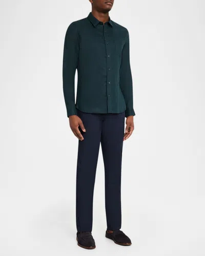 Vince Solid Linen Button Down Shirt In Green