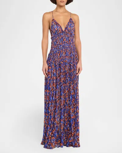 Ulla Johnson Atrani Floral Silk Chiffon Maxi Dress In Purple
