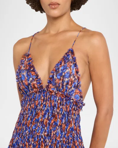 Ulla Johnson Atrani Floral Silk Chiffon Maxi Dress In Purple