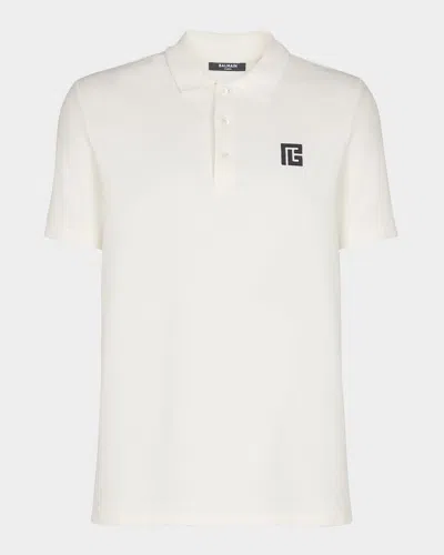 Balmain Polo Shirt Short Sleeves Ribbed Cuffs Collar In White