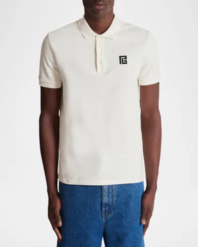 Balmain Polo Shirt Short Sleeves Ribbed Cuffs Collar In White