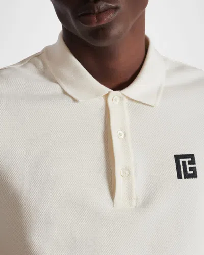 Balmain Polo Shirt Short Sleeves Ribbed Cuffs Collar In White