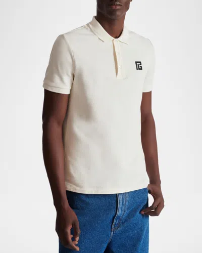 Balmain Polo Shirt Short Sleeves Ribbed Cuffs Collar In White