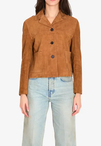 Arma Lotus Suede Leather Jacket In Brown