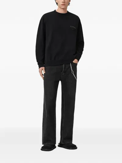 Allsaints Mens Jet Black Xander Branded-print Cotton-jersey Sweatshirt Xxl In Multi