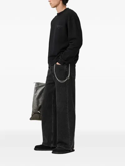 Allsaints Mens Jet Black Xander Branded-print Cotton-jersey Sweatshirt Xxl In Multi