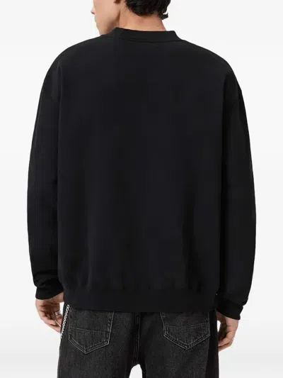 Allsaints Mens Jet Black Xander Branded-print Cotton-jersey Sweatshirt Xxl In Multi