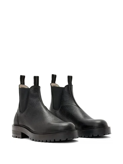 Allsaints Mccoy Textured Pull-on Boots In Black