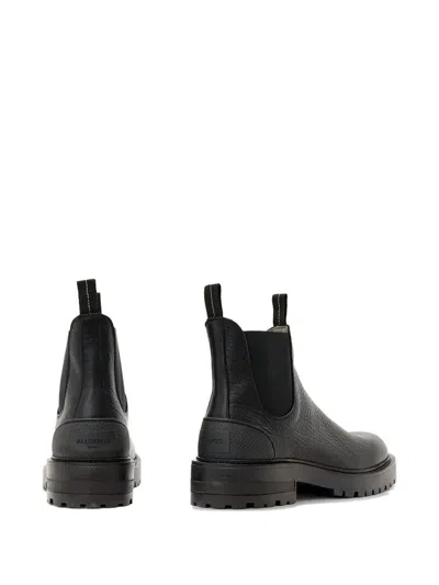 Allsaints Mccoy Textured Pull-on Boots In Black