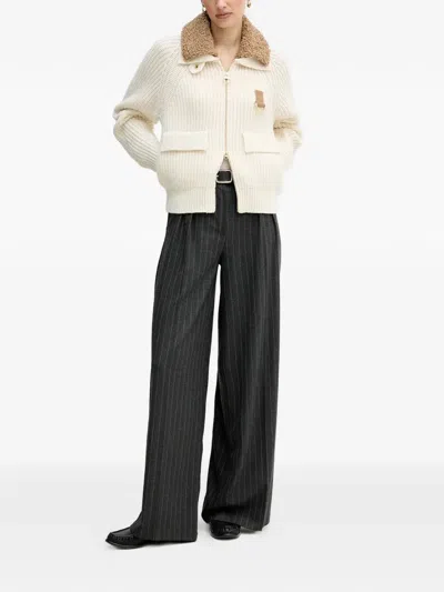 Barbour Zip Shearling Sweater In Neutral