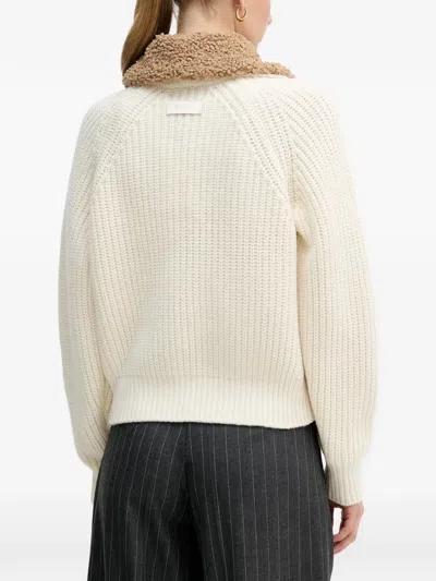 Barbour Zip Shearling Sweater In Neutral