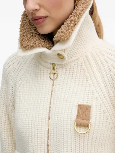 Barbour Zip Shearling Sweater In Neutral