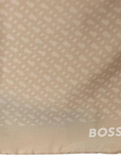 Hugo Boss Laina Patterned Scarf In Brown