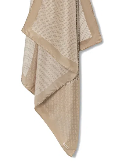 Hugo Boss Laina Patterned Scarf In Brown