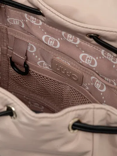 Liu •jo Flap Top Drawstring Backpack In Neutral