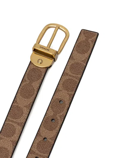 Coach Patterned Reversible Belt In Brown