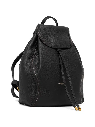 Gianni Chiarini Drawstring Leather Backpack In Black