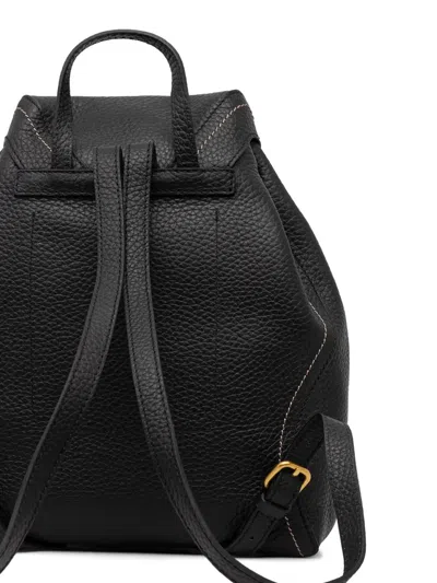 Gianni Chiarini Drawstring Leather Backpack In Black