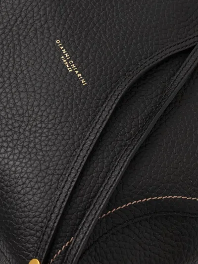 Gianni Chiarini Drawstring Leather Backpack In Black