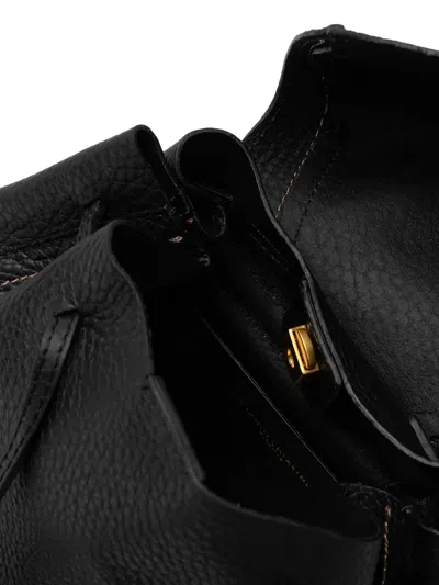 Gianni Chiarini Drawstring Leather Backpack In Black