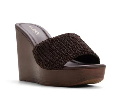 Aldo Grounded Crochet Wedge Heeled Sandals In Brown