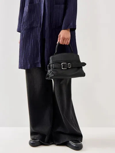 Marc Jacobs The Satchel Dakota Small Black Handbag With Logo Embossed On The Back And Belt Closure In Leather Wo