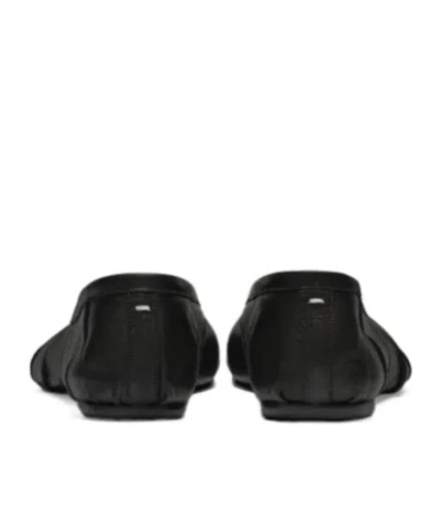 Maison Margiela Split-toe Minimalist Flat Shoes With Bow Accent In Black