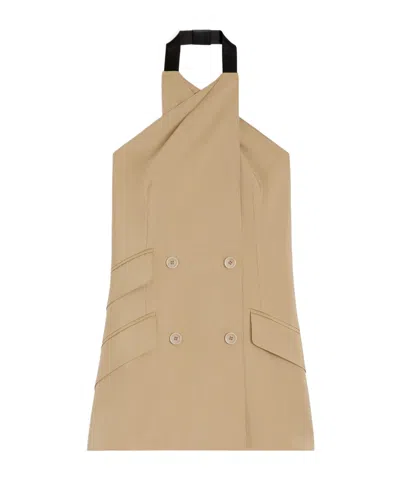 Max Mara Maxmara Mxsnuraghe Sleeveless Jacket In Wool And Silk Poplin In Neutral