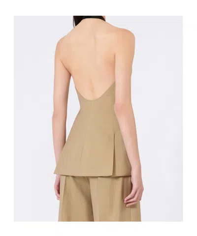 Max Mara Maxmara Mxsnuraghe Sleeveless Jacket In Wool And Silk Poplin In Neutral