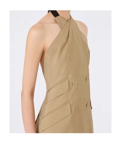 Max Mara Maxmara Mxsnuraghe Sleeveless Jacket In Wool And Silk Poplin In Neutral