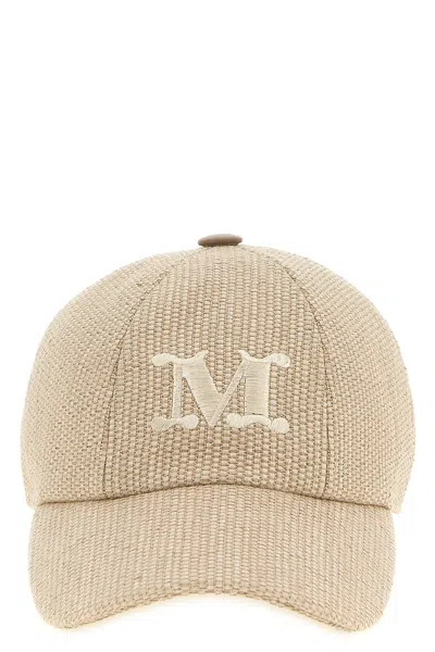 Max Mara Sand Raffia Circense Baseball Cap In Brown