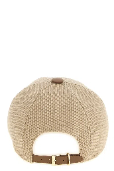 Max Mara Sand Raffia Circense Baseball Cap In Brown