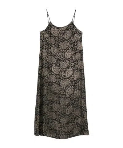Uma Wang Long Dress Anaya Maxi Spaghetti Straps Floral In Black