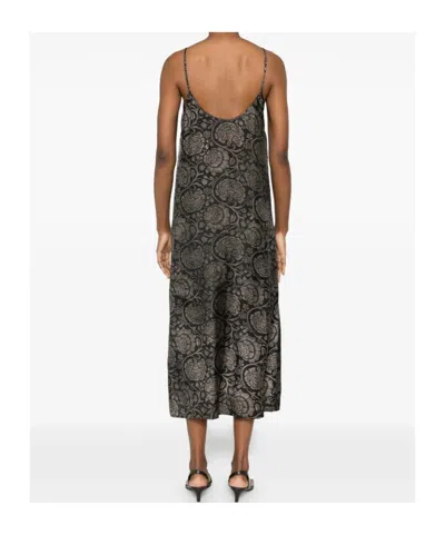 Uma Wang Long Dress Anaya Maxi Spaghetti Straps Floral In Black