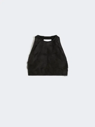 Max Mara Mxsfumetto Crop Top With Cut-out In Black