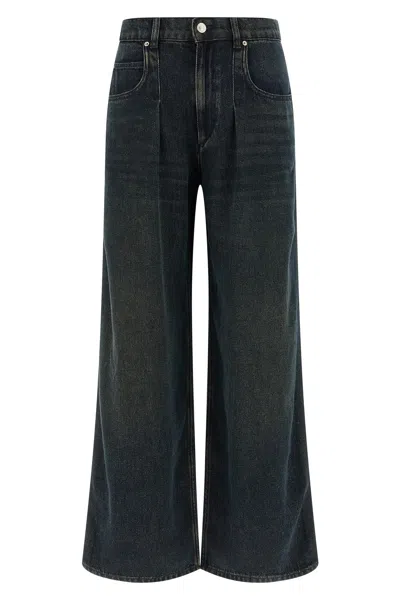 Isabel Marant Women 'rodayna' Blue Jeans With Logo Patch On The Rear  In Denim Woman