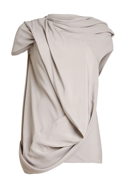 Rick Owens Draped Tunic With Silk In Grey