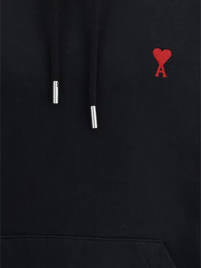 Ami Alexandre Mattiussi Ami Navy Blue Cotton Jersey Hoodie With Signature Monogram