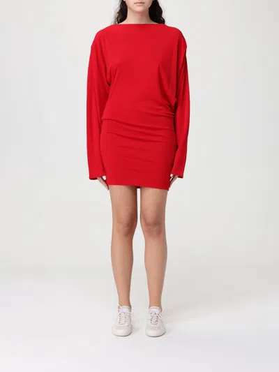 Jacquemus La Mistral Open-back Draped Dress In Red